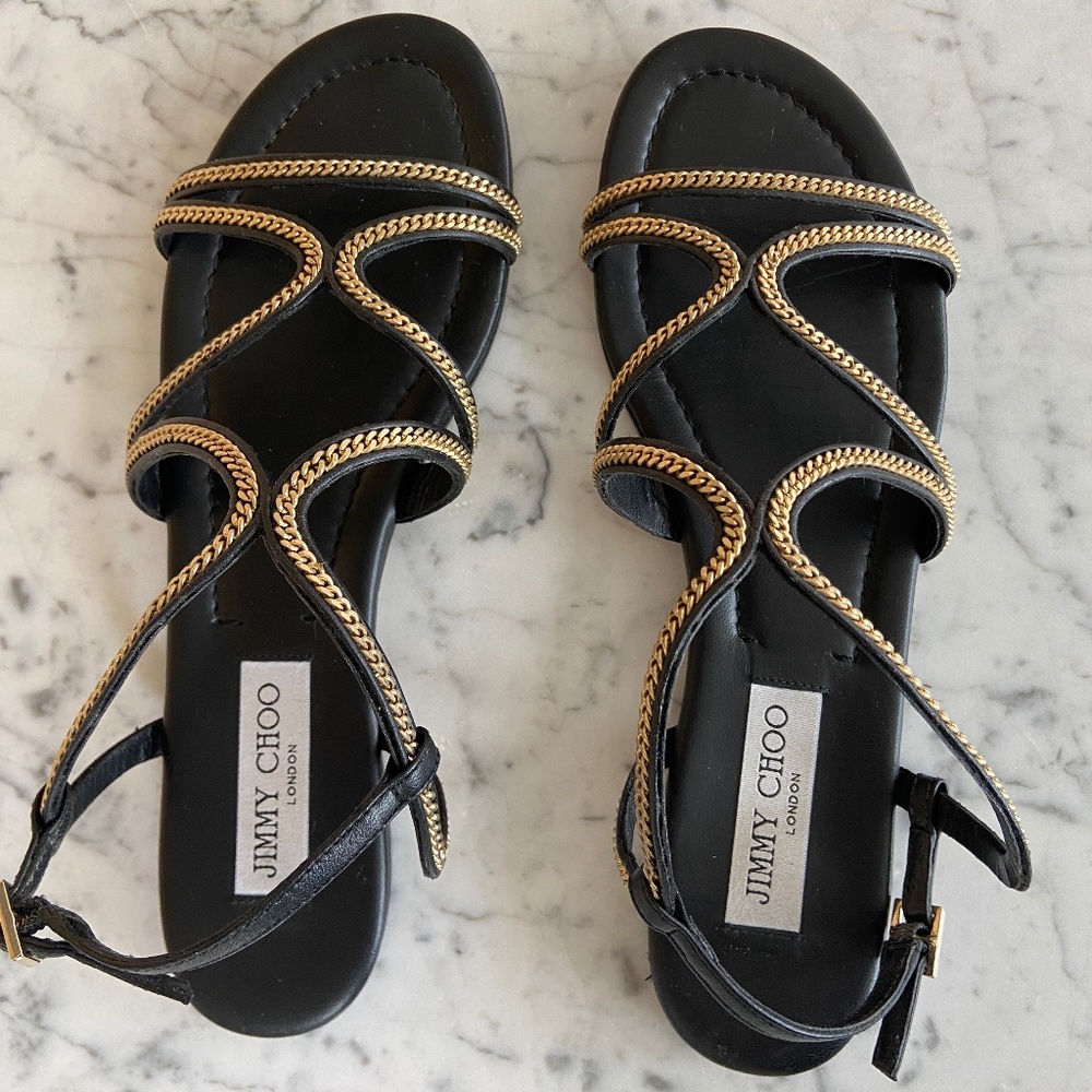 jimmy Choo black chain link sandal
